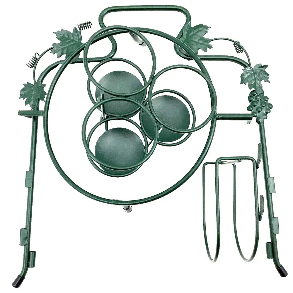 Buffet Plate or Pie Caddy with Utensils & Napkin Holder Green Grapevine Motif